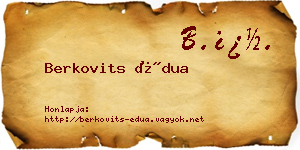Berkovits Édua névjegykártya